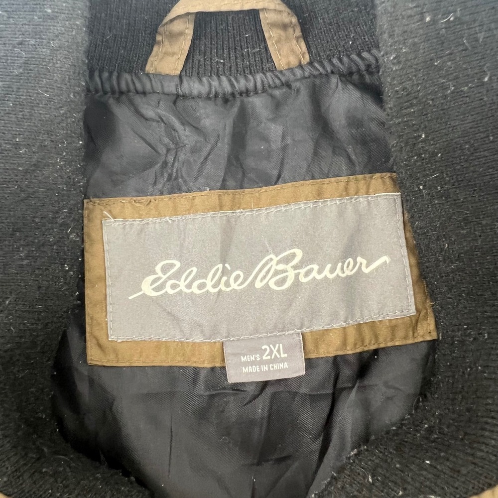 Eddie Bauer EB650 Down Puffer Bomber Jacket Mens‎ 2XL Brown Diamond Quilt Zip - Picture 4 of 10